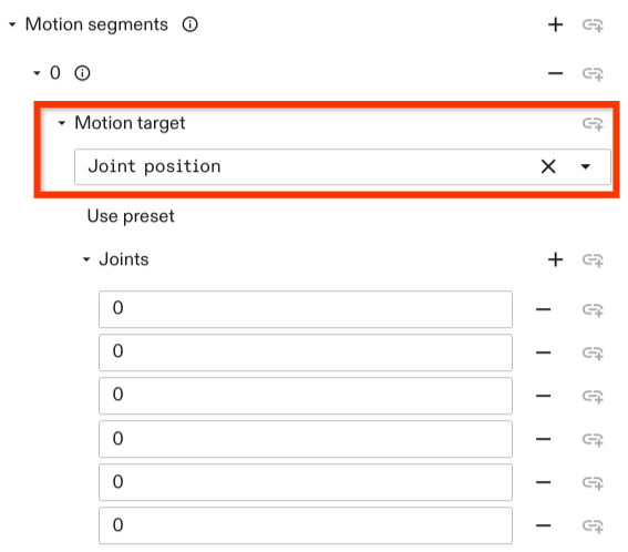 Example for setting a joint configuration motion target.