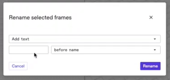 Frame rename add text