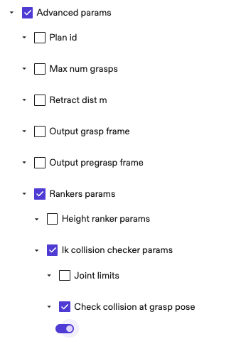 Specify collision preference at grasp pose
