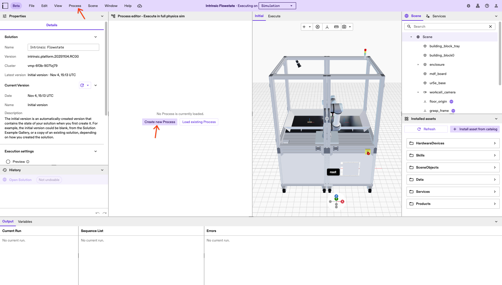 Solution Editor with Process creation options