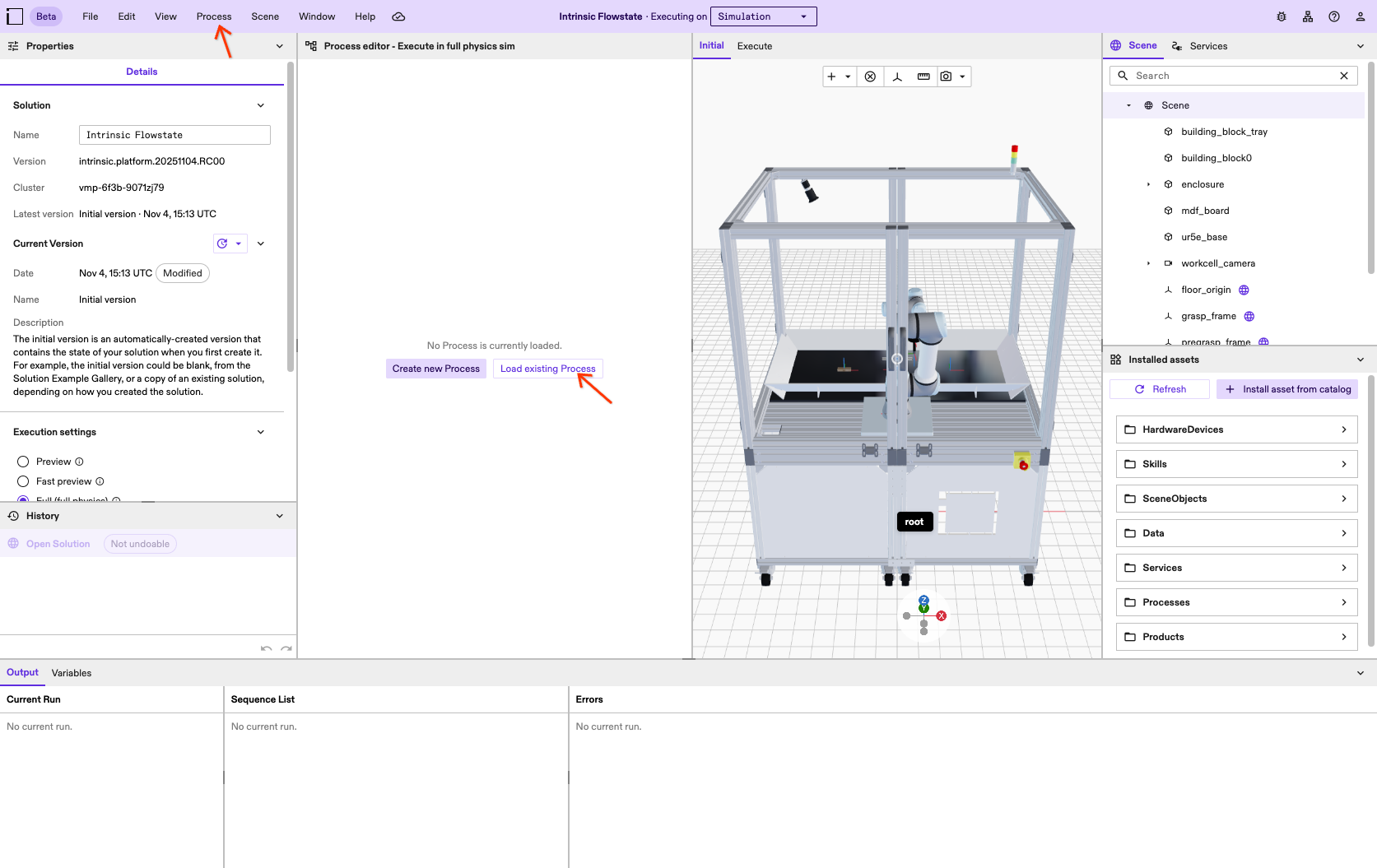 Solution editor with Process creation options