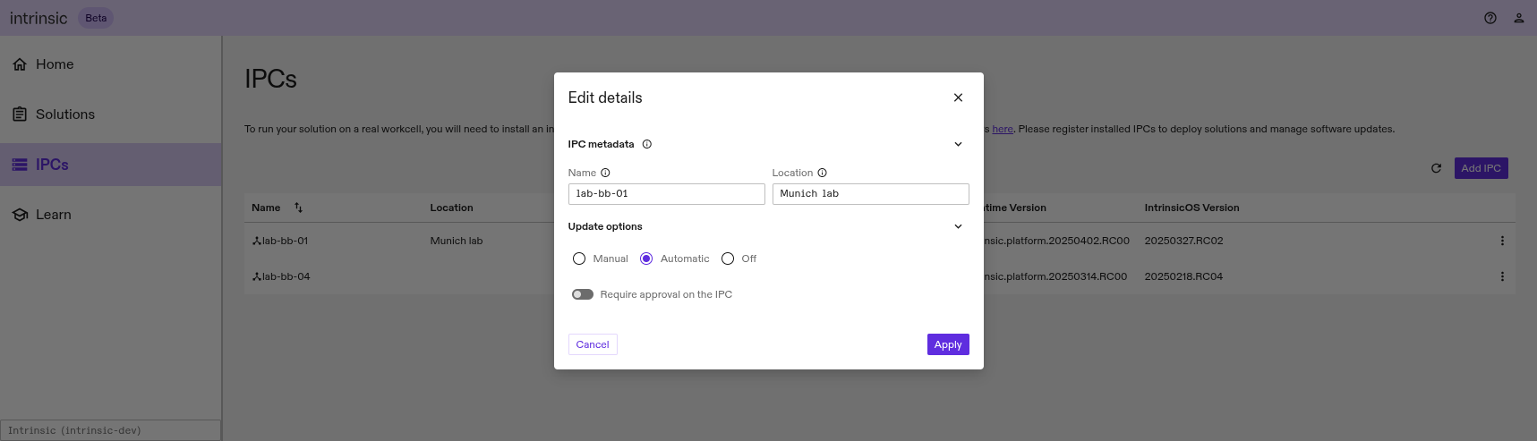 Screenshot of the "Edit metadata" dialog
