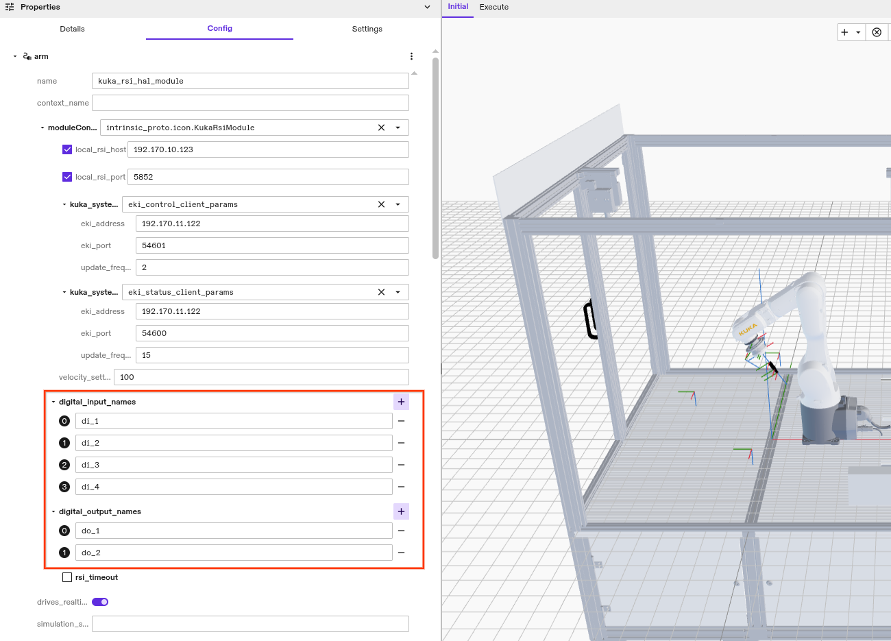 DIO configuration via GUI