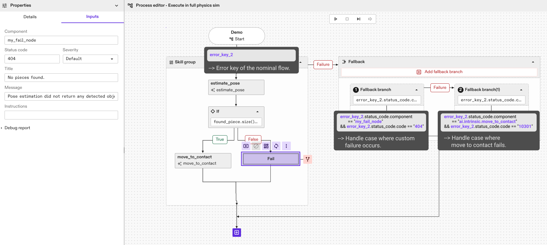 Fallback condition info