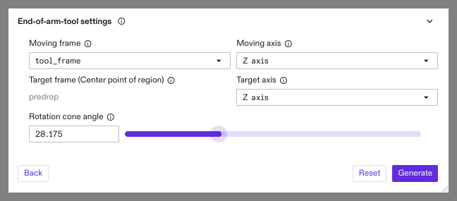 Reachability EOAT settings