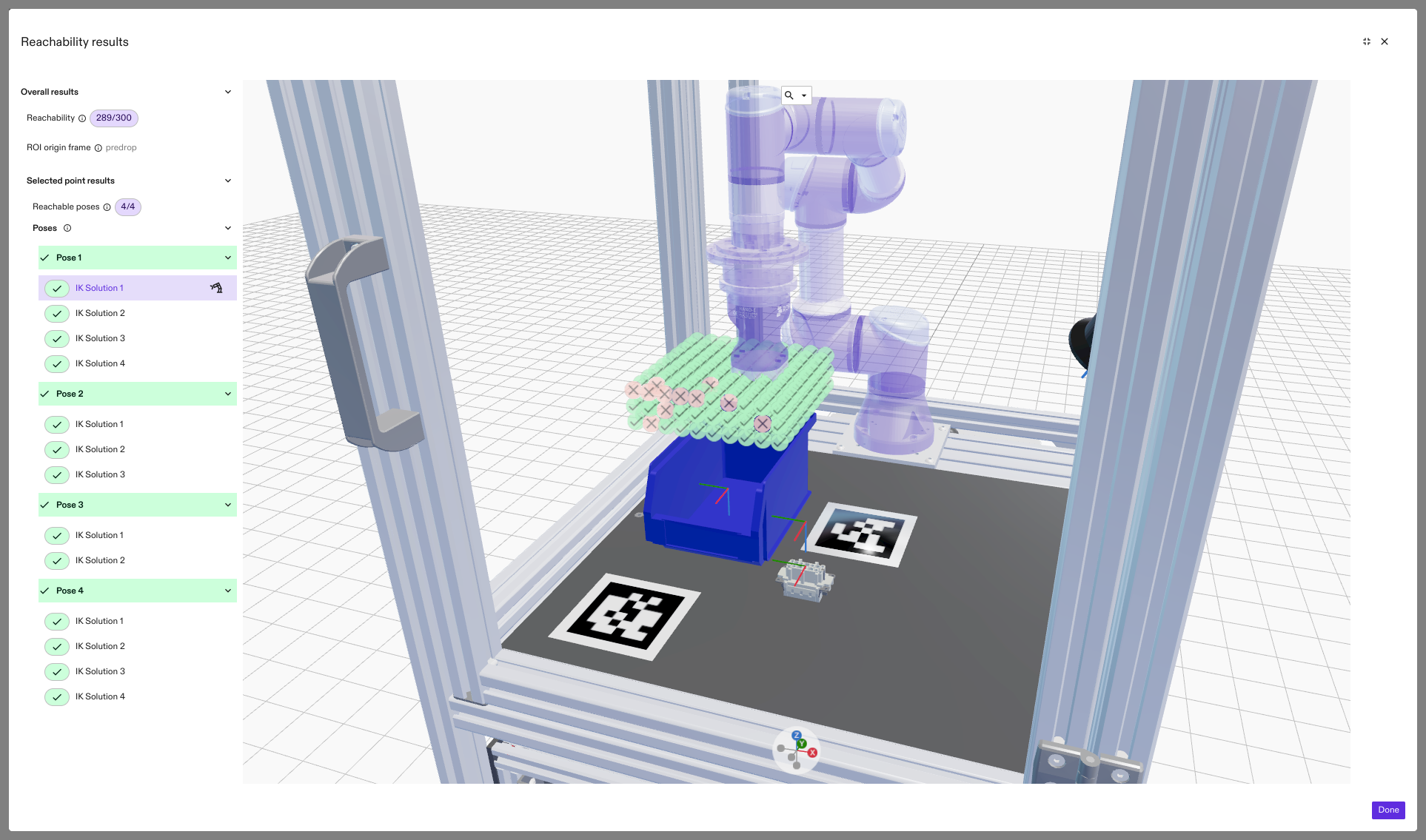 Reachability results with multiple poses