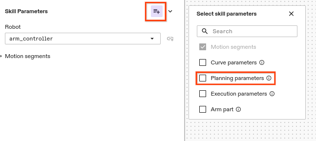 enable the planning parameters