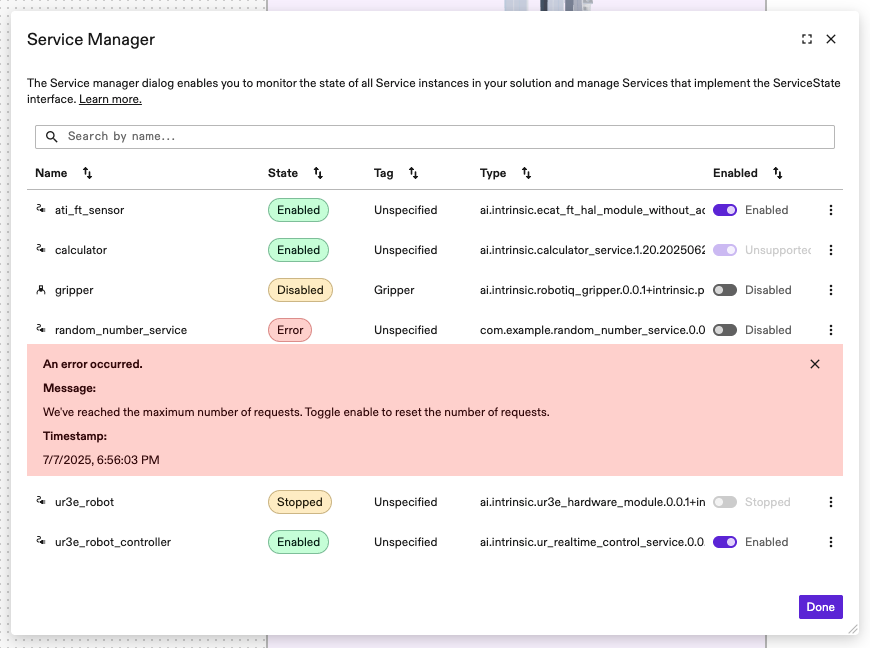 Service Manager Dialog