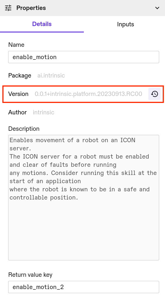 Skill properties panel