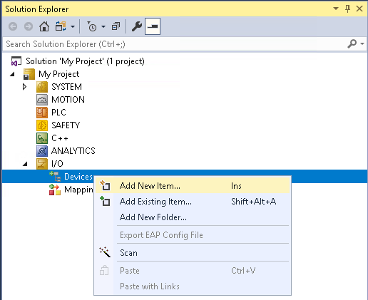 TwinCAT New Project Dialog