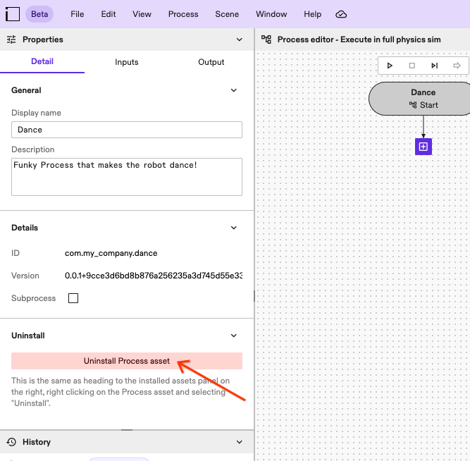 Uninstall button in Process details