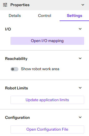 robot settings panel